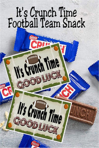 Wish your football team a good luck on their next game with this printable bag topper that's perfect for a football team snack or as game treats from the team mom or booster club. Simply fill a bag with yummy fun size candy bars and add this bag topper for an easy party favor or team snack.