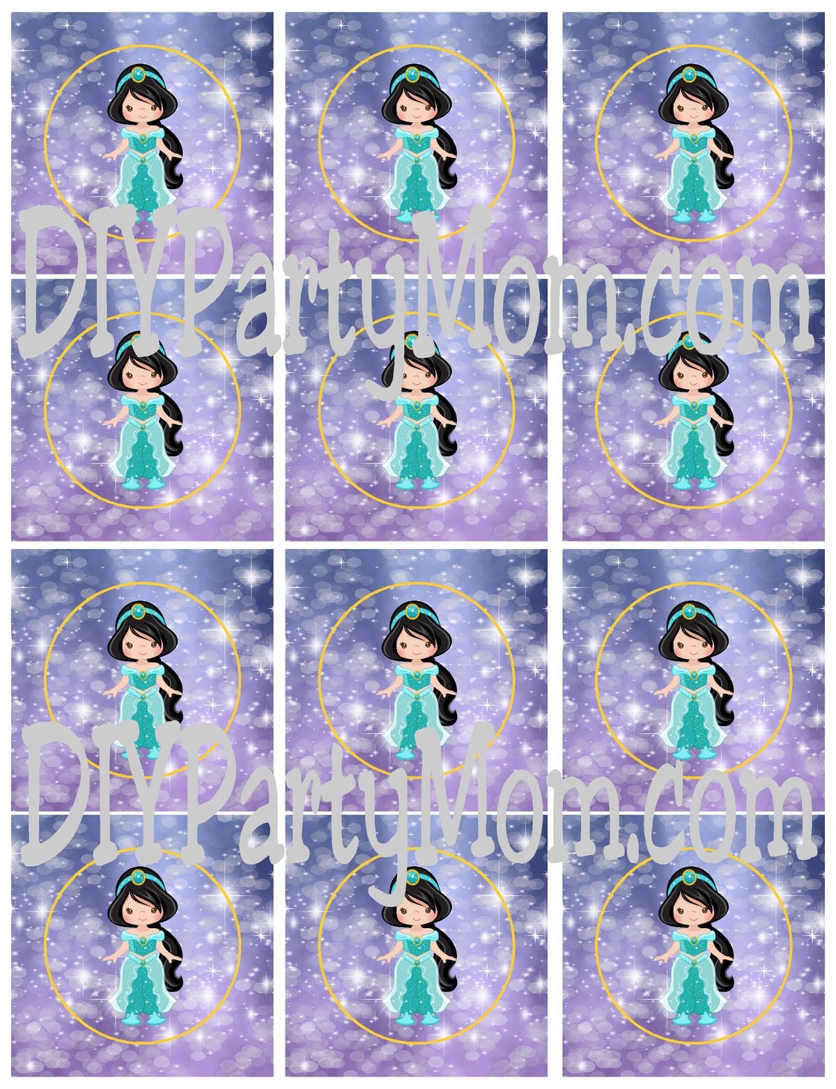 Jasmine Printable Cupcake Wrapper and Topper