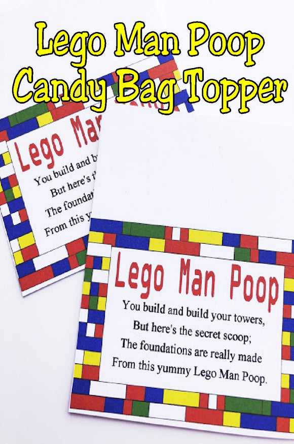 This bag topper is perfect for your Lego party.  Little boys and girls will love this yummy candy party favor.  Printable is available for immediate download for last minute birthday party favors.