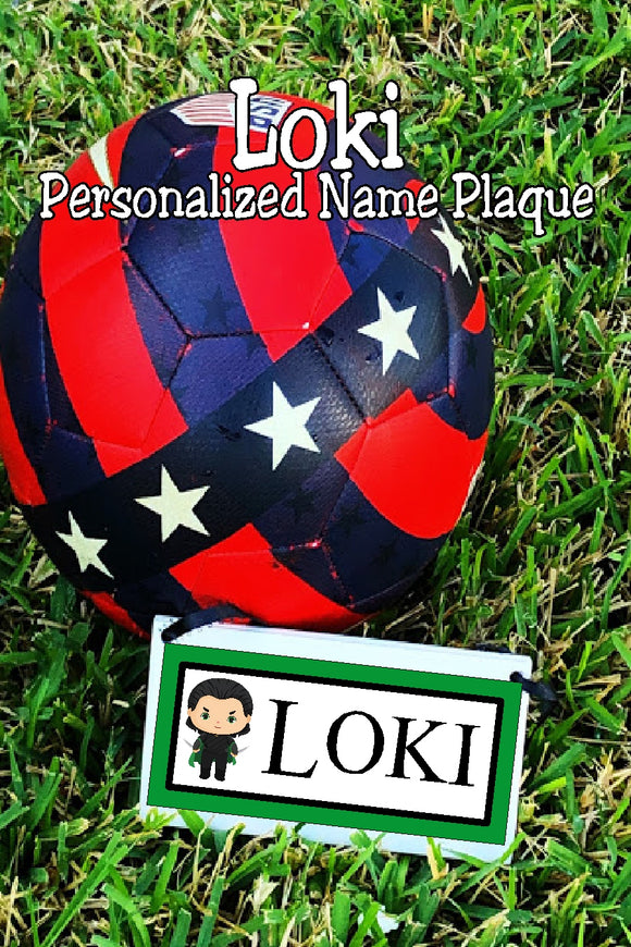 Share your love for your favorite antihero with this Loki personalized name plaque perfect for your home decor or office. #lokifan #lokigiftidea 