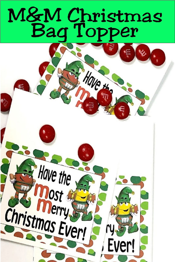 M&M Christmas Bag Topper Printable