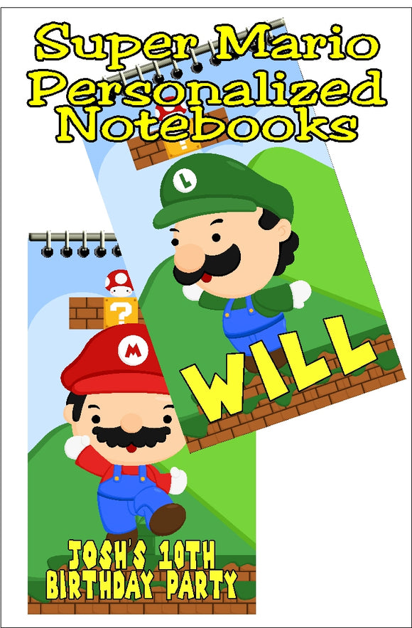 Bring all your friends to your Super Mario party with these fun, personalized mini notebooks  Notebooks make great party favors or treats at your party and are the perfect way to say thank you for coming  #supermarioparty #supermariopartyfavors #personalizedparty