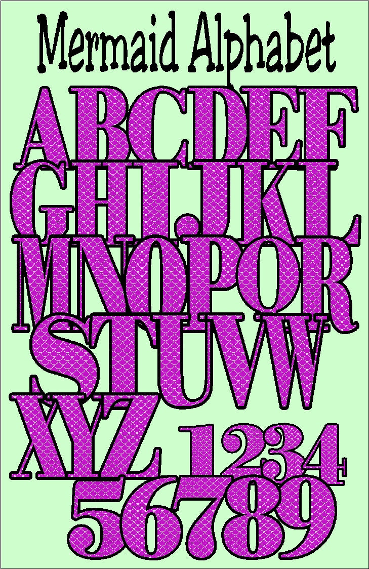 Create fun scrapbook pages and sayings for your Mermaid parties with this png Mermaid alphabet.
