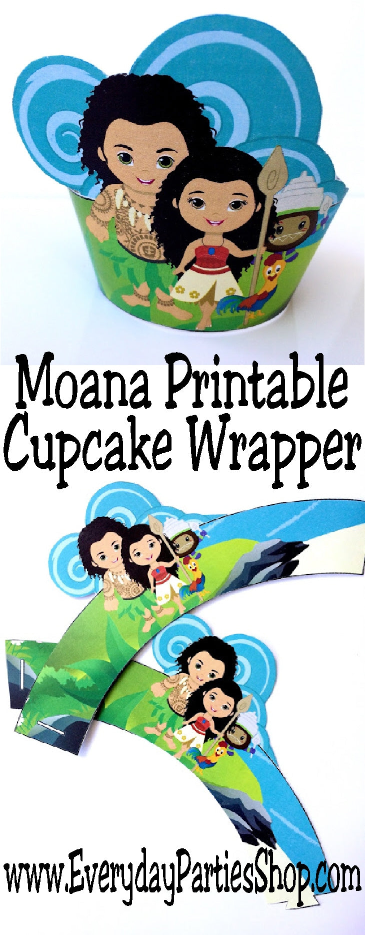 Moana Cupcake Wrapper Printable