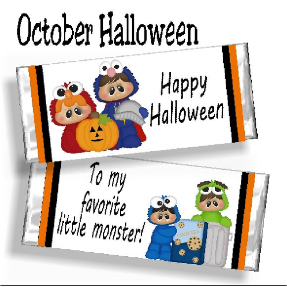 Halloween Monsters Candy Bar Wrapper