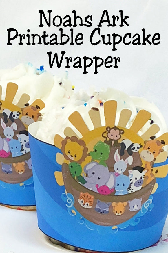 Turn store bought cupcakes into party masterpieces with these fun printable Noah's Ark cupcake wrappers.  You get all the excitement and fun of a great party decoration without any stressful work.