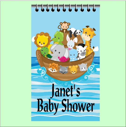 Noahs Ark Babyshower or Birthday Party Favor Personalized Notebook