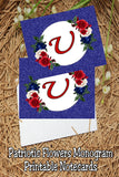 Patriotic Flowers Monogram Notecard Printable