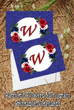 Patriotic Flowers Monogram Notecard Printable