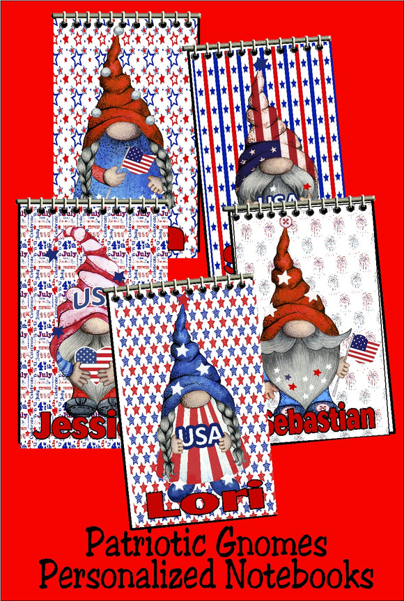 Patriotic Gnomes Personalized Notebooks