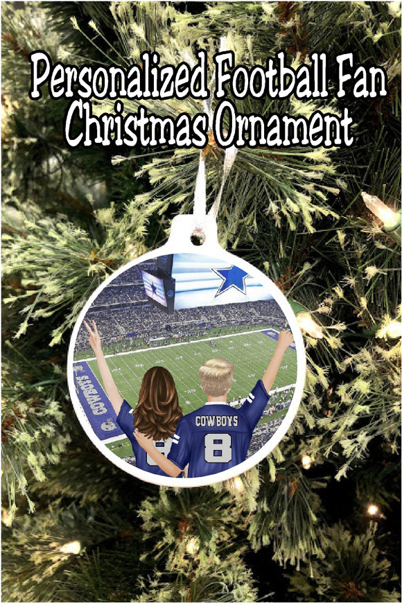 Whether you're a basketball, football, baseball, or any other sport fan, celebrate with your favorite friend at your favorite stadium this year with these personalized sports christmas ornament. Each ornament features you and a friend at your favorite stadium (you pick which team, stadium, and then all the personalization to make this a truly custom ornament for your Christmas tree.
