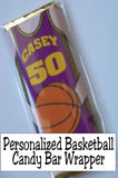 Personalize this basketball candy bar wrapper with any name, any color, or any team so it's perfect for your favorite basketball birthday party, for each team member on your basketball team, or for any special occasion.