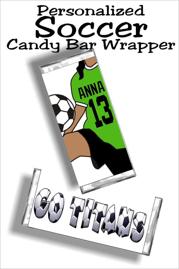 Personalized Soccer GIRL Candy Bar Wrapper