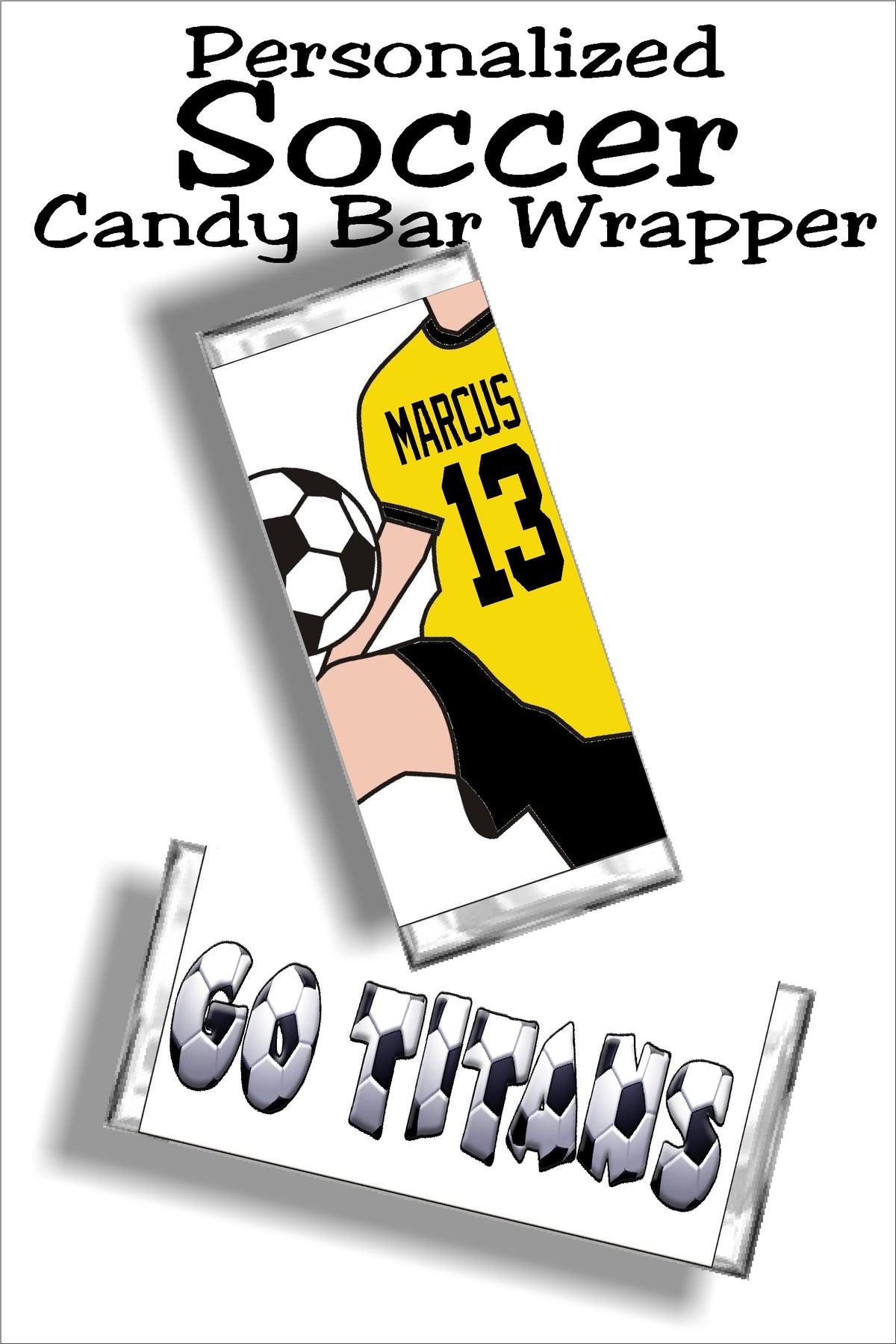 Personalized Soccer BOY Candy Bar Wrapper