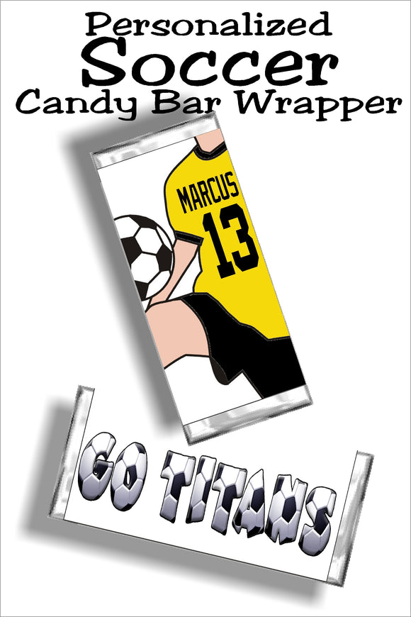 Personalized Soccer BOY Candy Bar Wrapper