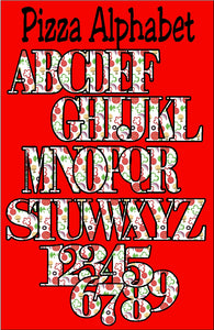 Celebrate your pizza party or cooking party with this fun pizza alphabet.  Alphabet has a pizza background fill with tomatoes, peppers, and pepporoni in it.