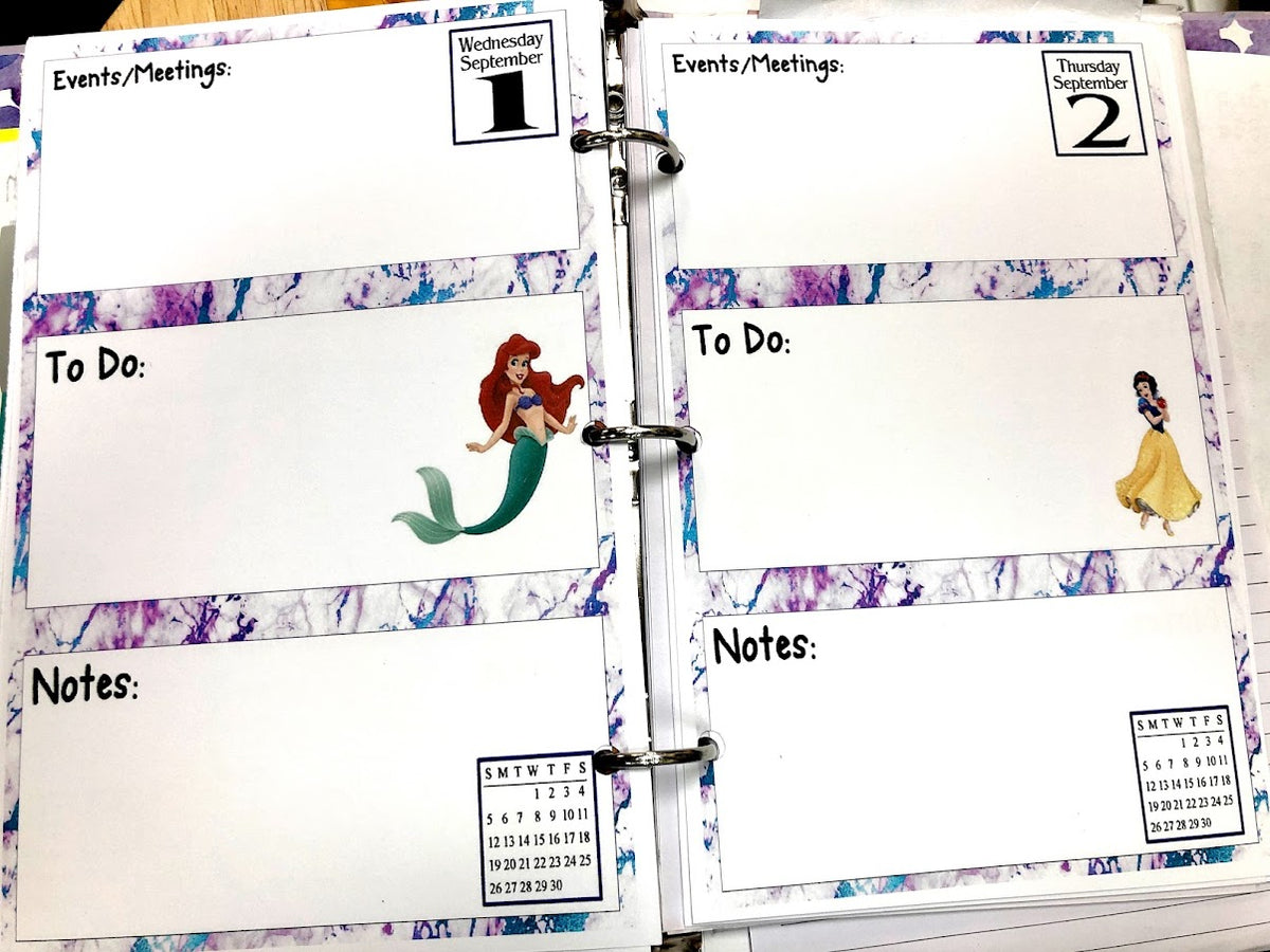 Princess Printable Daily Calendar Planner