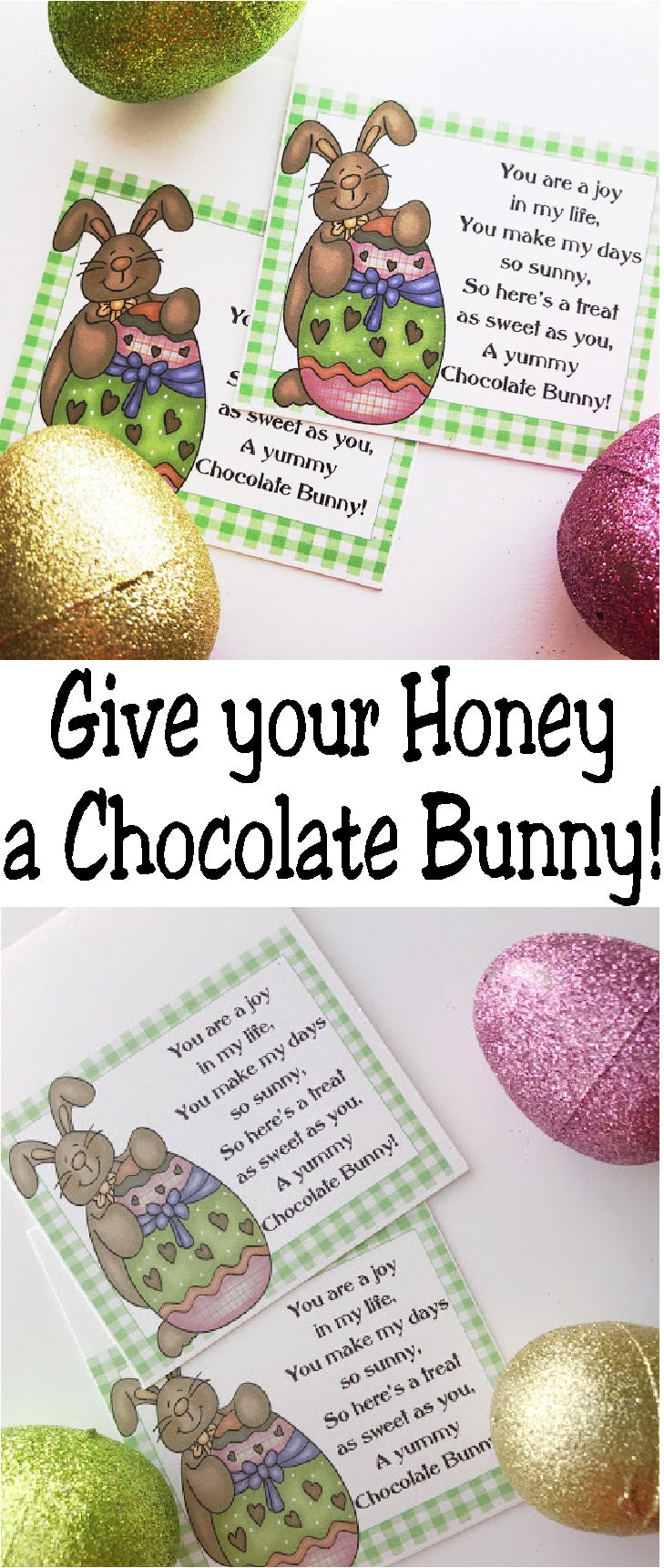You have so many special people in your life, give them a sweet chocolate bunny and this bag topper tag to say thank you for making your life so sunny.  This chocolate Easter bunny tag is perfect for Easter party favors or Easter basket treats