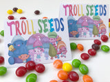 These Troll Seeds bag toppers are the perfect give for our Trolls birthday party! They are quick and easy to put together and so stinkin' cute. Print them out now and bring a smile with Princess Poppy and the Trolls squad.