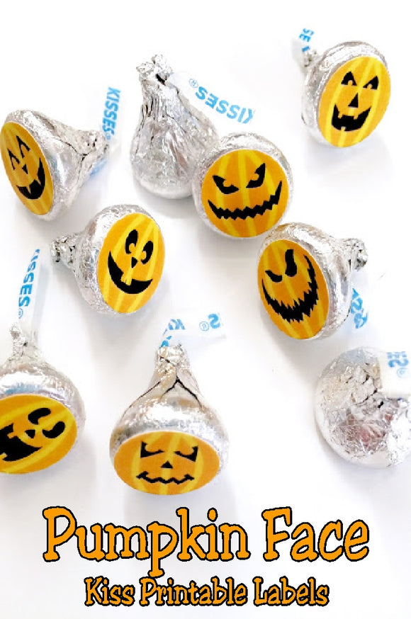 Have some fun at your Halloween party with these super cute pumpkin face Hershey kiss labels. These kiss labels are a perfect addition to your Halloween dessert table and will bring a smile to all your guests' faces.