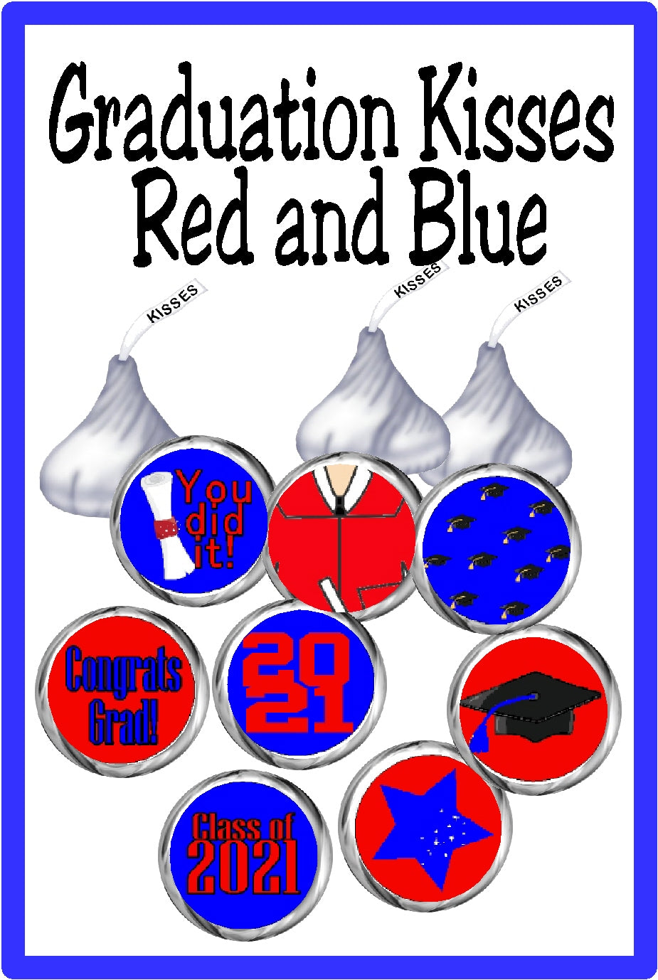 Blue Graduation Kiss Label Printable