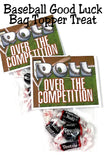 Gift your team with a sweet treat and a little luck before their next baseball game with this fun bag topper printable.  Fill a bag with little Tootsie roll treats and add this fun baseball bag topper for a Booster club treat the entire team will love.