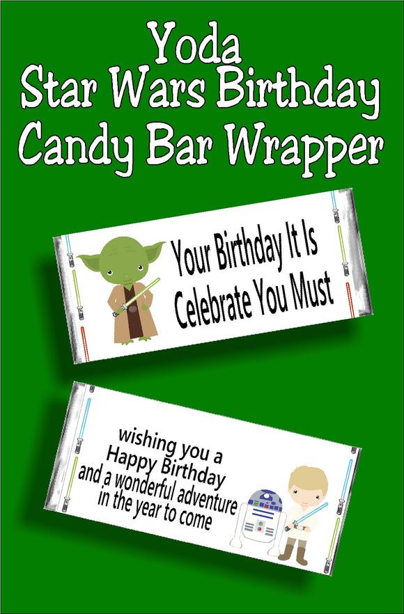 Yoda Star Wars Birthday Candy Bar Wrapper DIY Party Mom