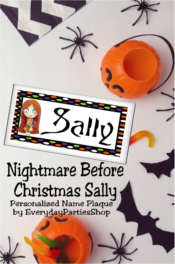 This is so cool. What a great party favor or birthday gift this would make. Jack Skellington and Sally have a place in my heart, now I need to make a spot in my office or room with this Sally personalized name plaque I can put my own name on.
