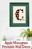 School Apple Monogram Printable Wall Decor