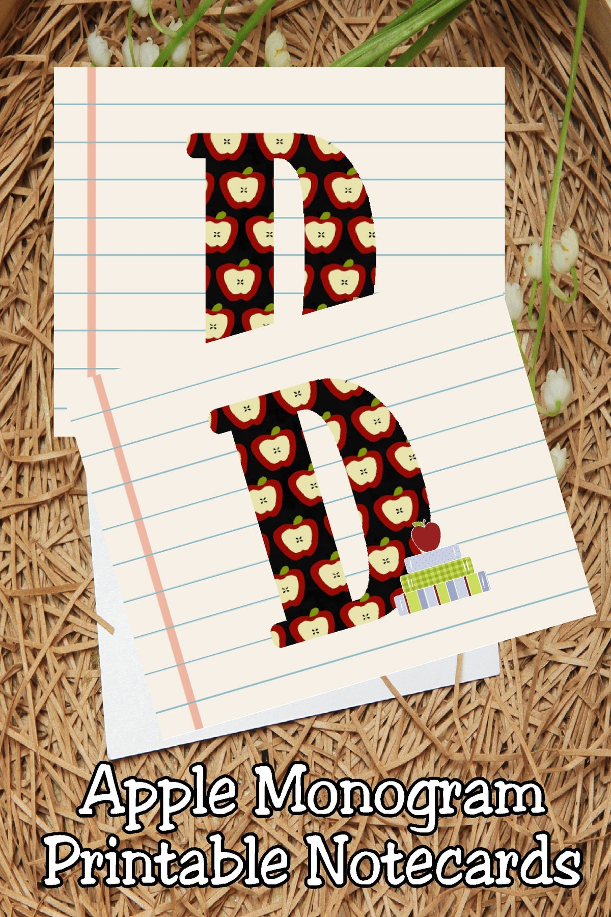 Apple Monogram Notecard Printable