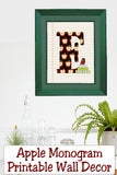 School Apple Monogram Printable Wall Decor