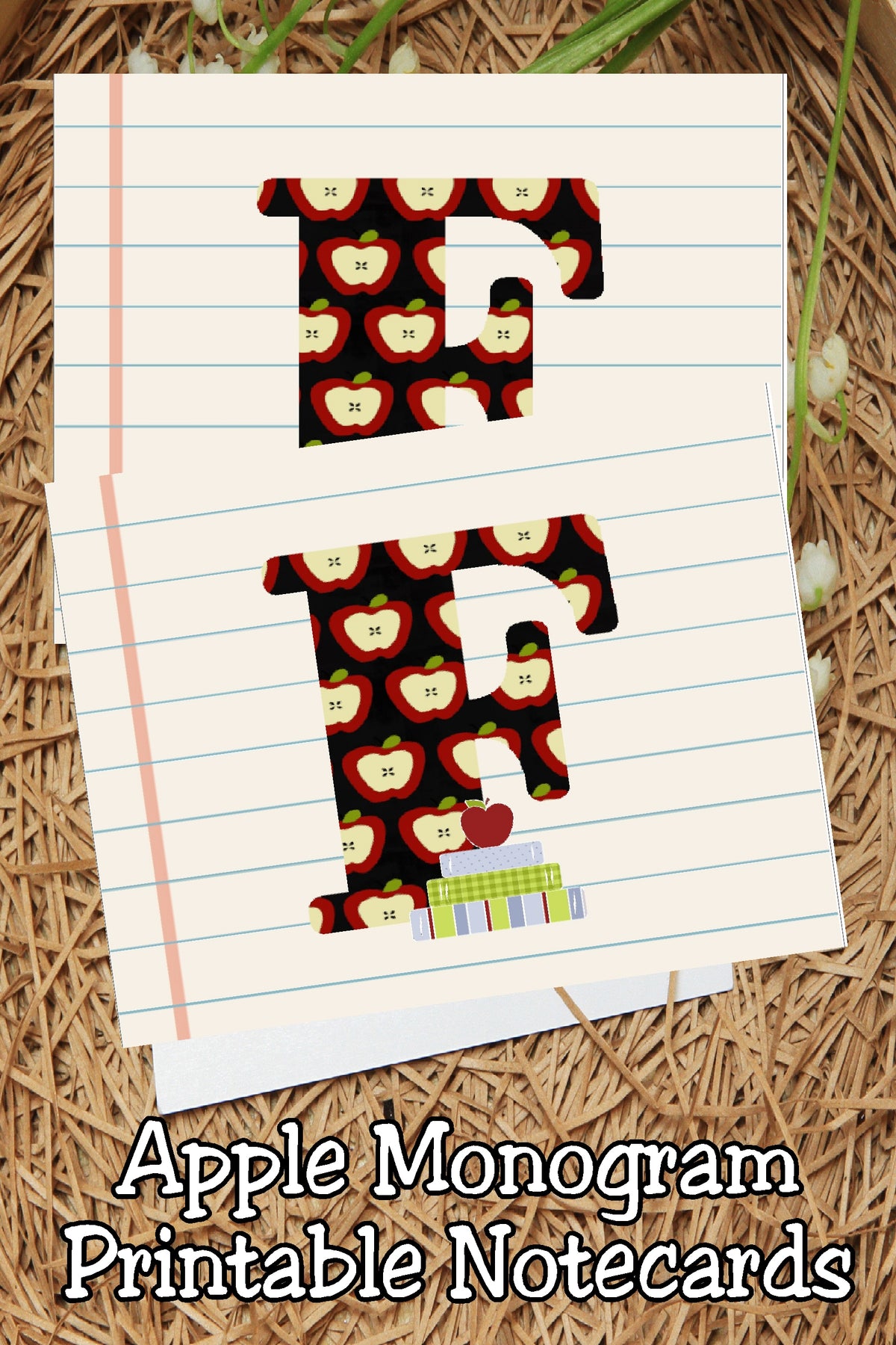 Apple Monogram Notecard Printable