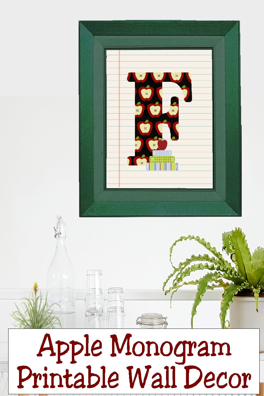 School Apple Monogram Printable Wall Decor