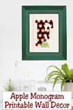 School Apple Monogram Printable Wall Decor