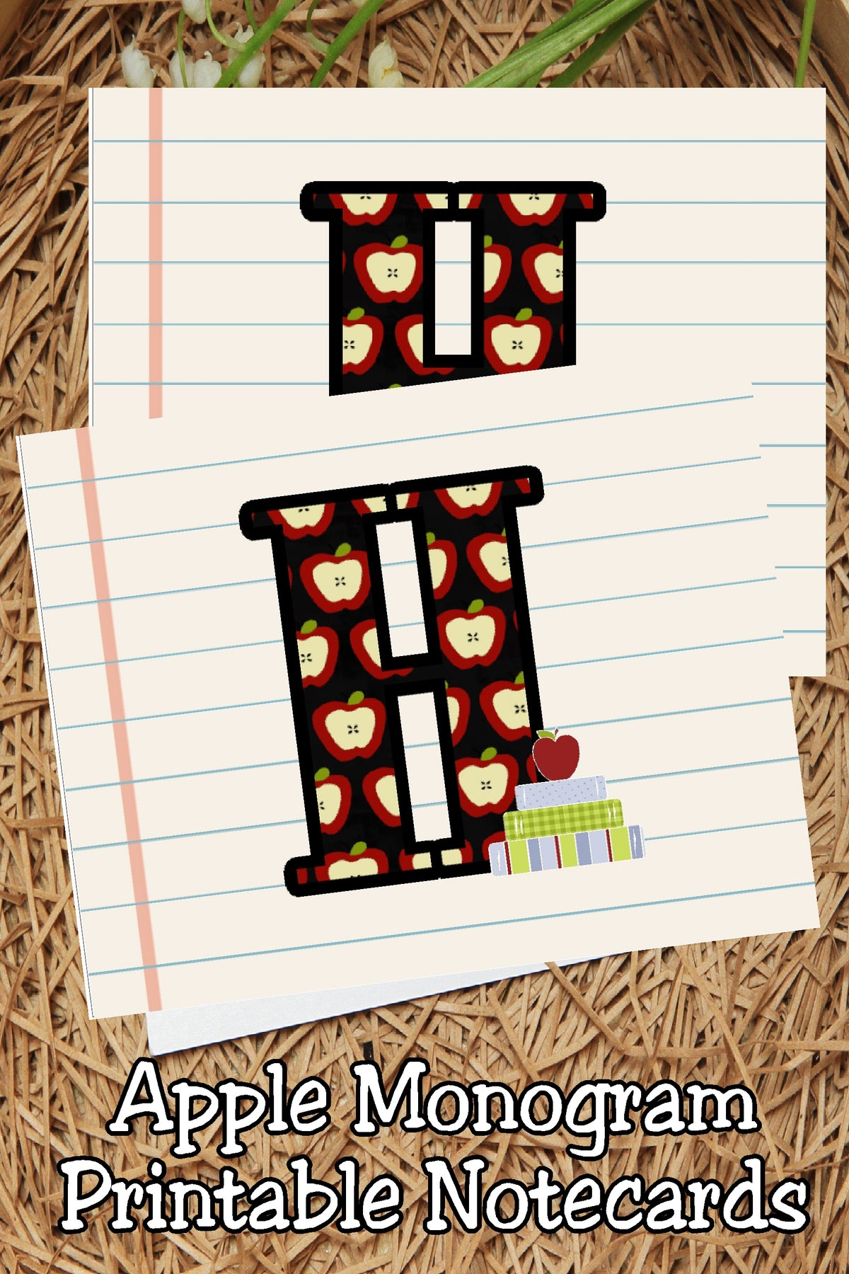 Apple Monogram Notecard Printable