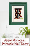 School Apple Monogram Printable Wall Decor