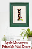 School Apple Monogram Printable Wall Decor