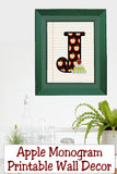 School Apple Monogram Printable Wall Decor