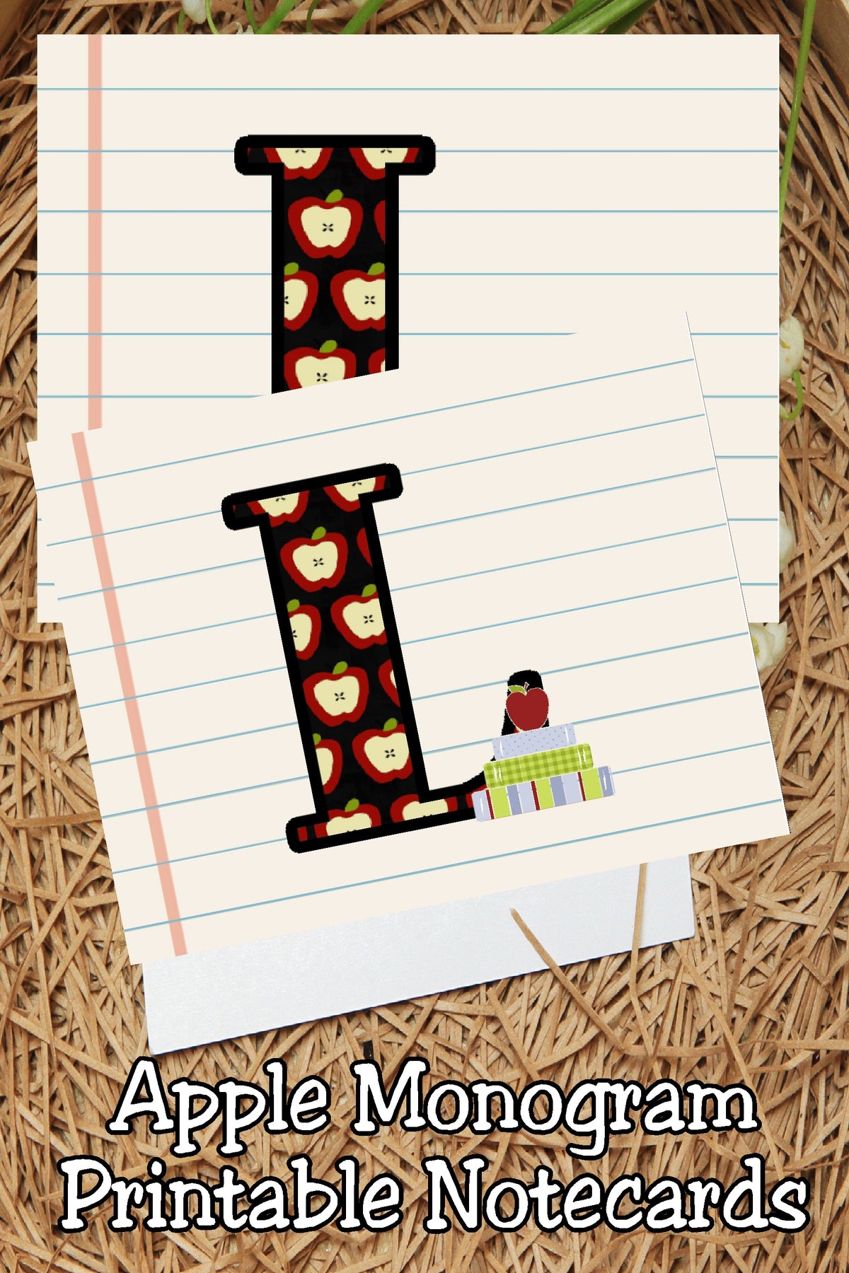 Apple Monogram Notecard Printable