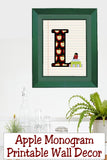 School Apple Monogram Printable Wall Decor