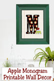 School Apple Monogram Printable Wall Decor