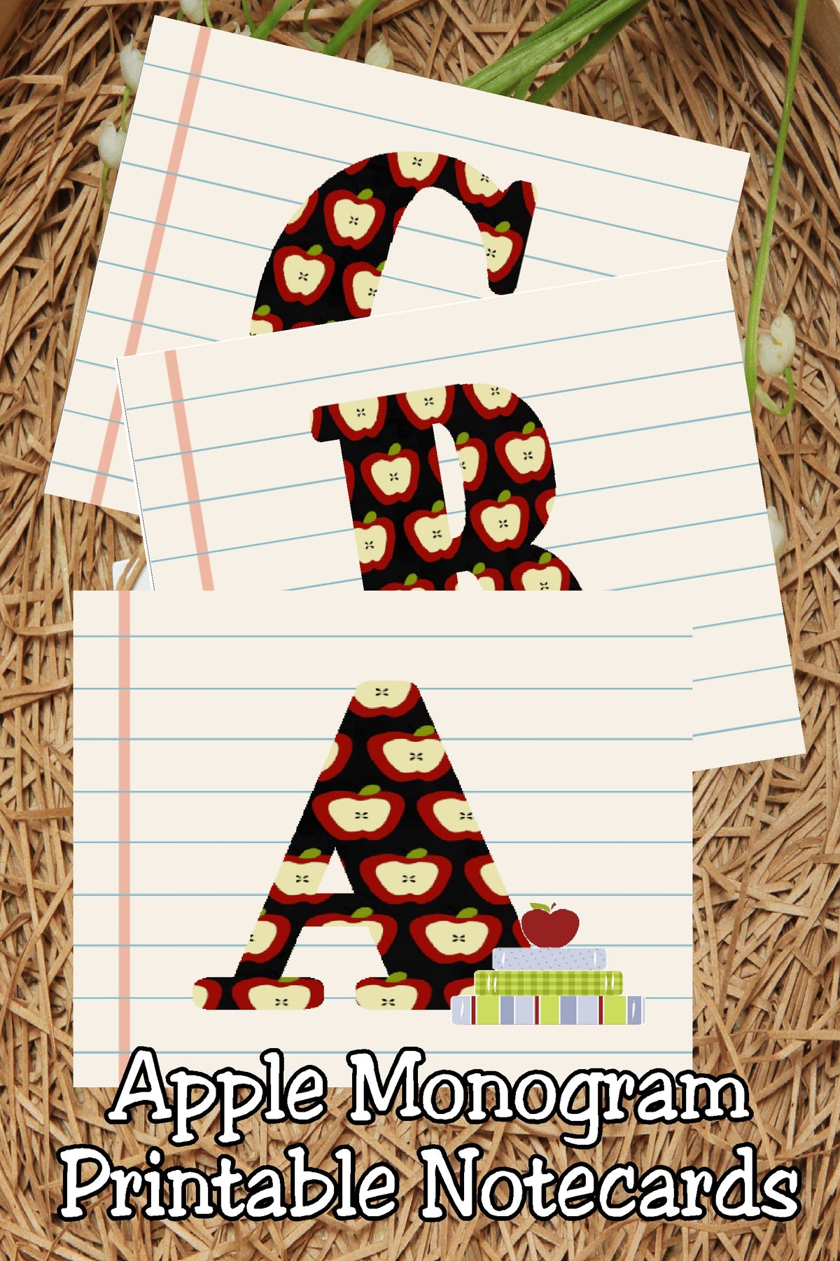 Say thank you to a special teacher with these fun printable monogram notecards.  Notecards has every letter of the alphabet available so you can give a personalized teacher gift to every teacher on your list this year.