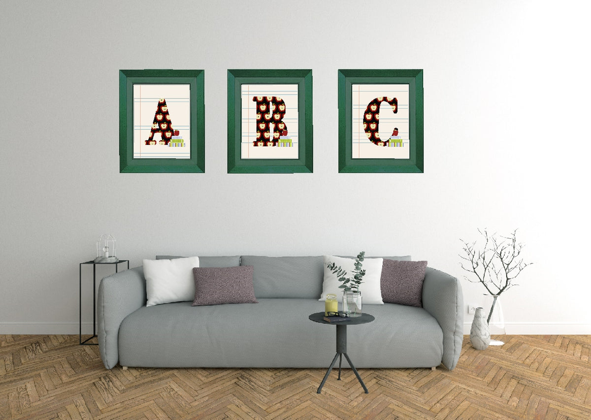 School Apple Monogram Printable Wall Decor