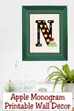 School Apple Monogram Printable Wall Decor