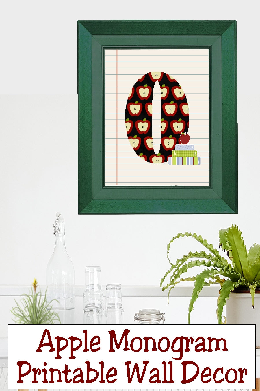 School Apple Monogram Printable Wall Decor