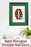 School Apple Monogram Printable Wall Decor
