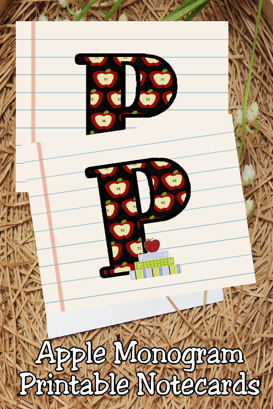 Apple Monogram Notecard Printable