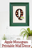 School Apple Monogram Printable Wall Decor