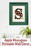 School Apple Monogram Printable Wall Decor