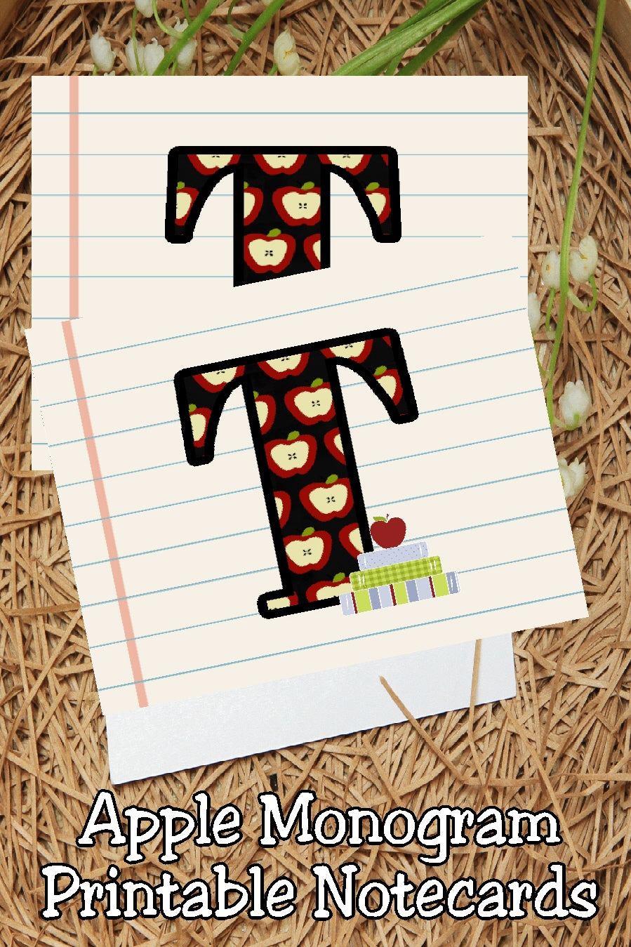 Apple Monogram Notecard Printable
